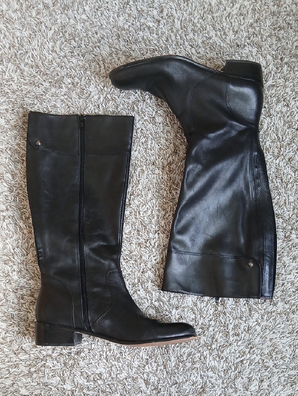 Corso Como Black Tall Riding Leather Boots Size 10